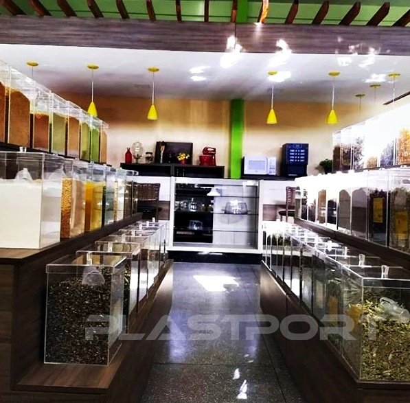 ACR440 Potes de Acrílico para Alimentos a Granel / Produtos Naturais | Produzido sob medida | Tampa de Sobrepor