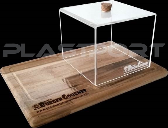 Tampa de Acrílico para Defumar Hambúrgueres
