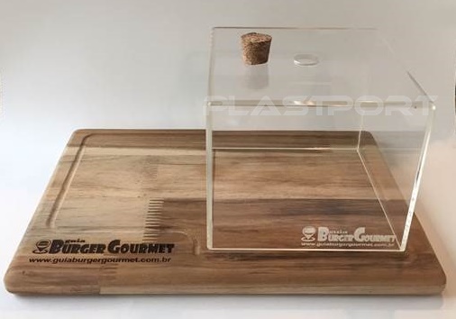 Tampa de Acrílico para Defumar Hambúrgueres